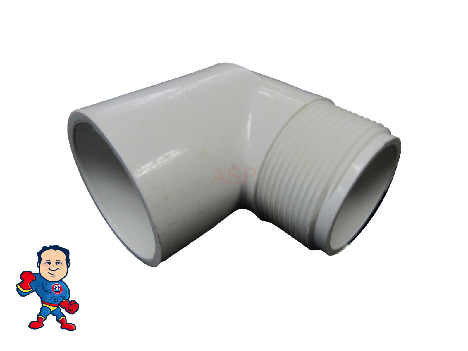 Spa Hot Tub 90 Elbow, 1-1/2" Slip x 1-1/2"mpt, Male Pipe Thread