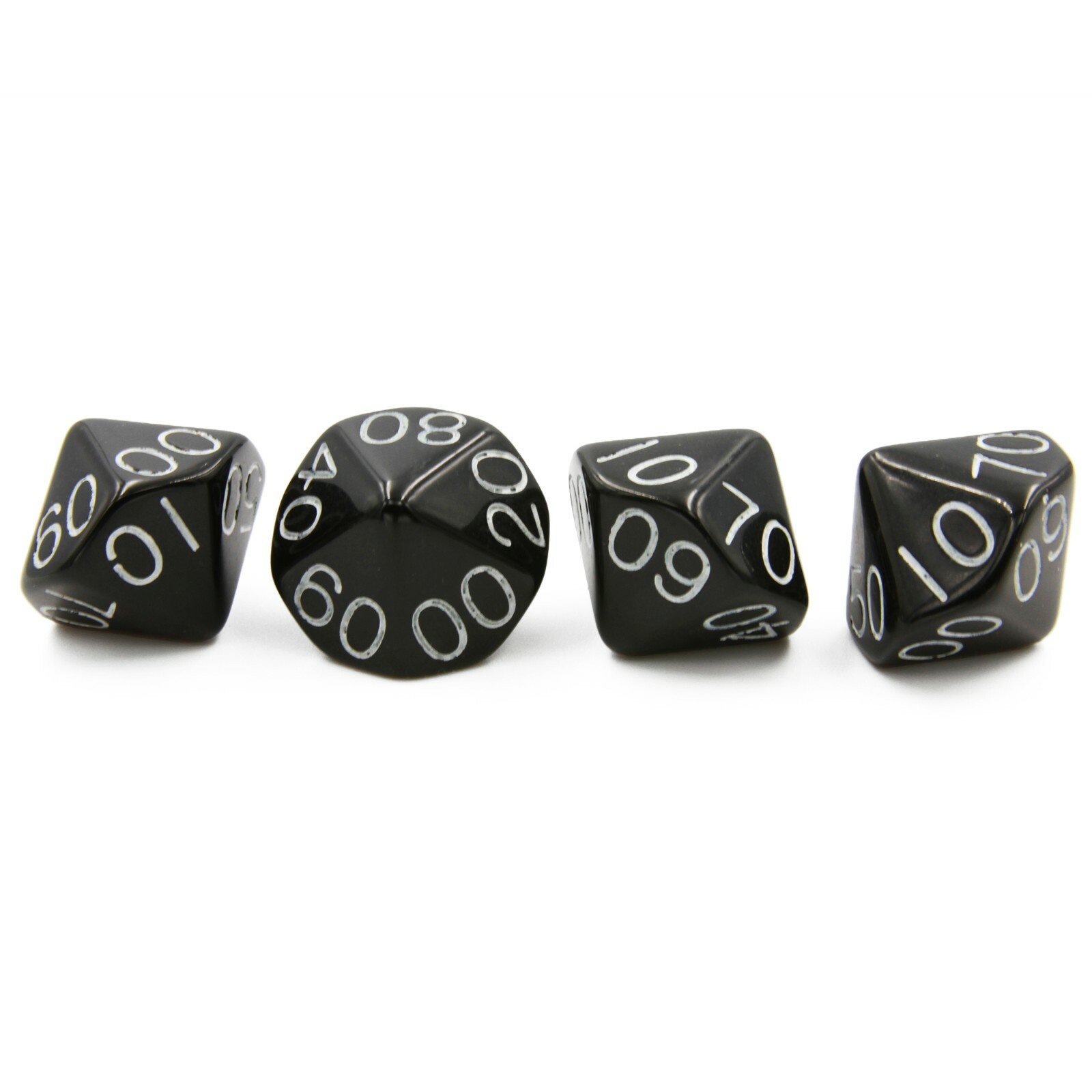 Opaque Black D100 With White Numbering | Set Of 4