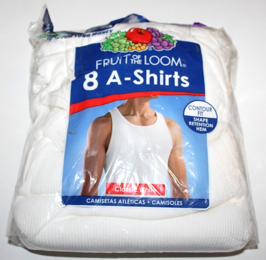 Fruit of the Loom Men's Classic White A-Shirts 8-Pack Tank Tops - Size Small