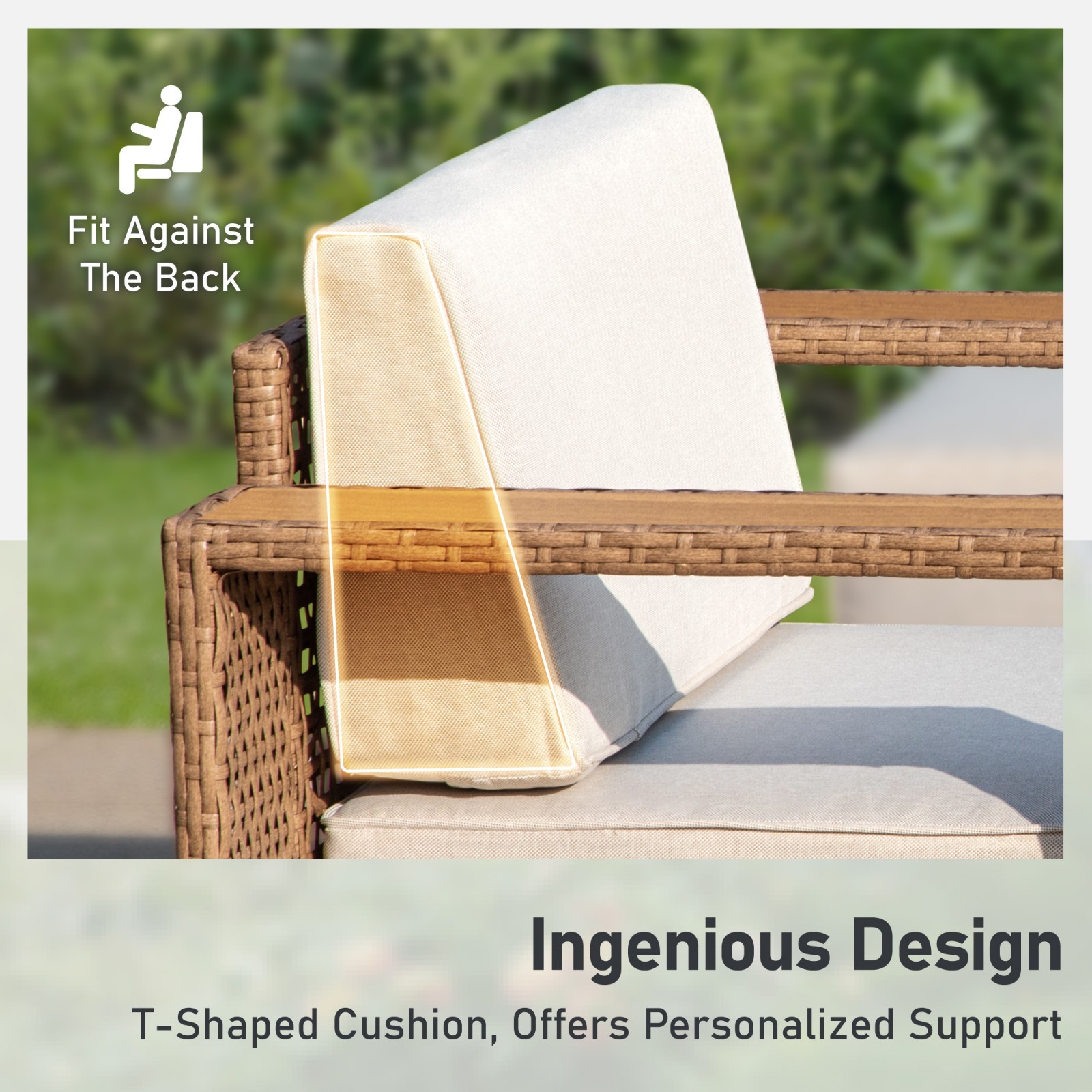 Outdoor Patio Conversation Set Modular Outdoor Furniture Set with Thick Cushions