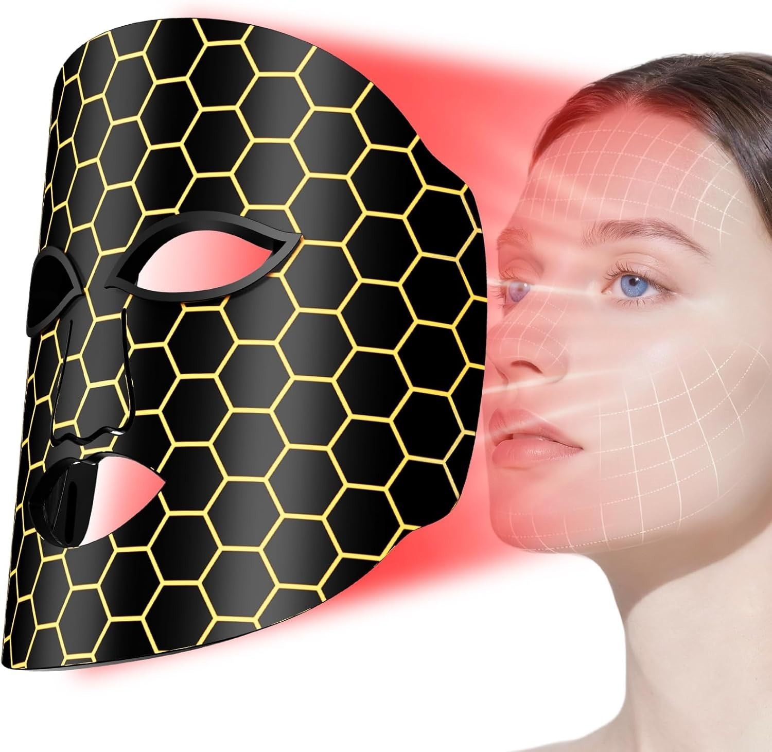 Red Light Therapy Mask 7-Color LED Face and Neck Light Therapy with 850nm NIR