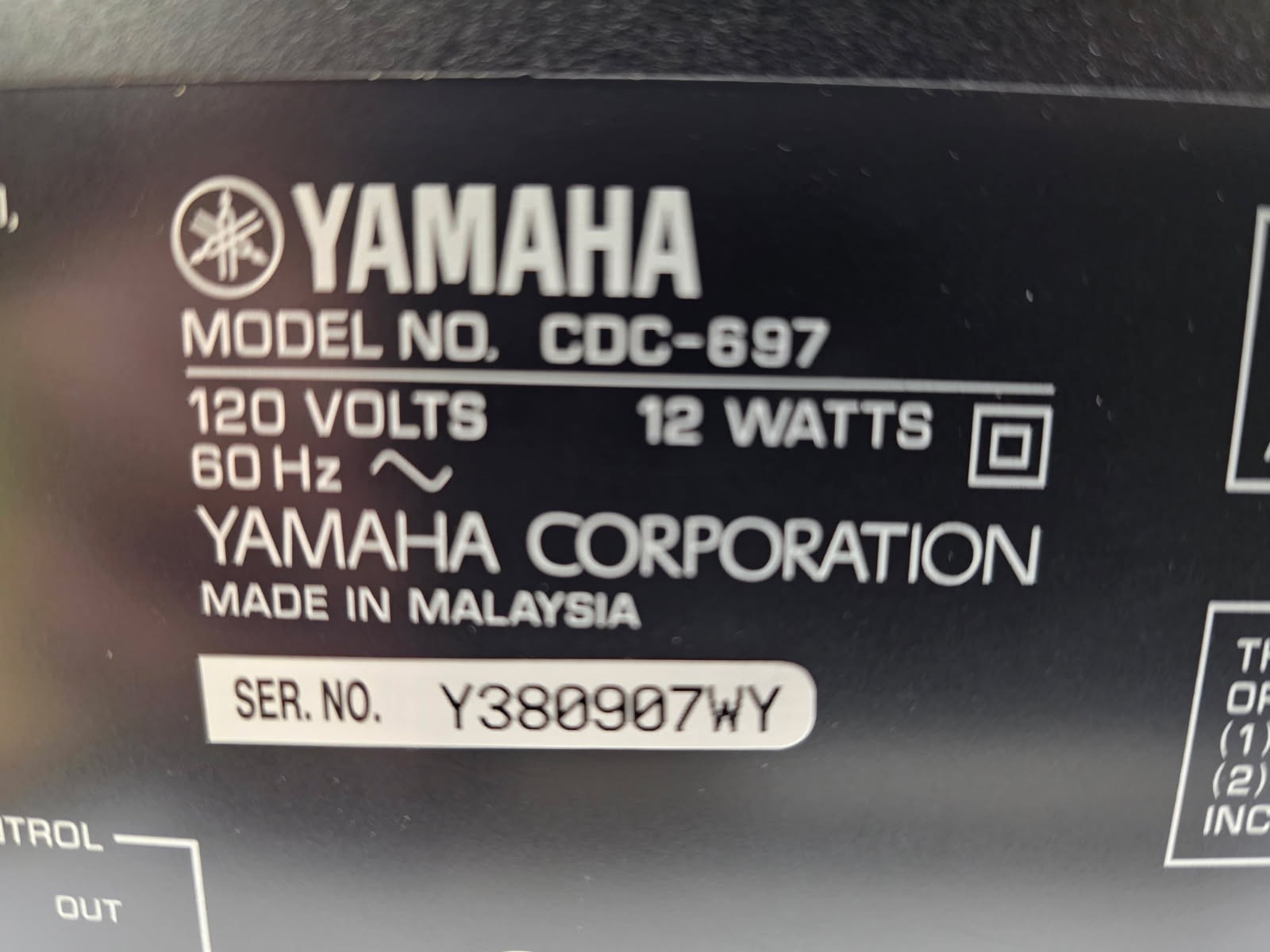 YAMAHA CDC-697 NATURAL SOUND COMPACT 5CD PLAYER NO REMOTE