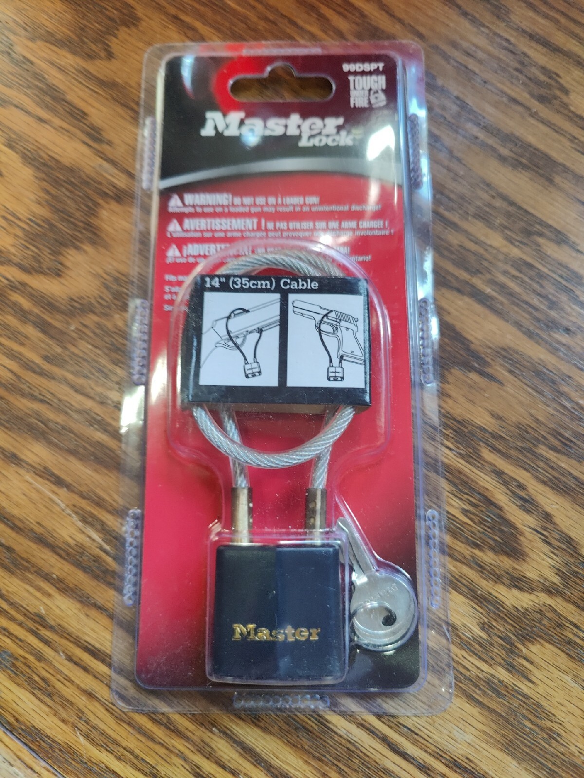Gun Lock Padlock Master Lock 99DSPT 14 inch Cable New in Blister Pack