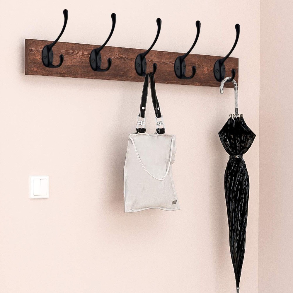 10 Pack Dual Coat Hooks Wall Mounted with 40 Screws Retro Double Hooks Utility