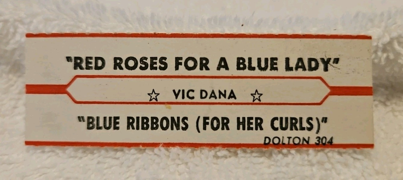 Jukebox Title Strip VIC DANA Red Roses For A Blue Lady & Blue Ribbons~1965 Pop