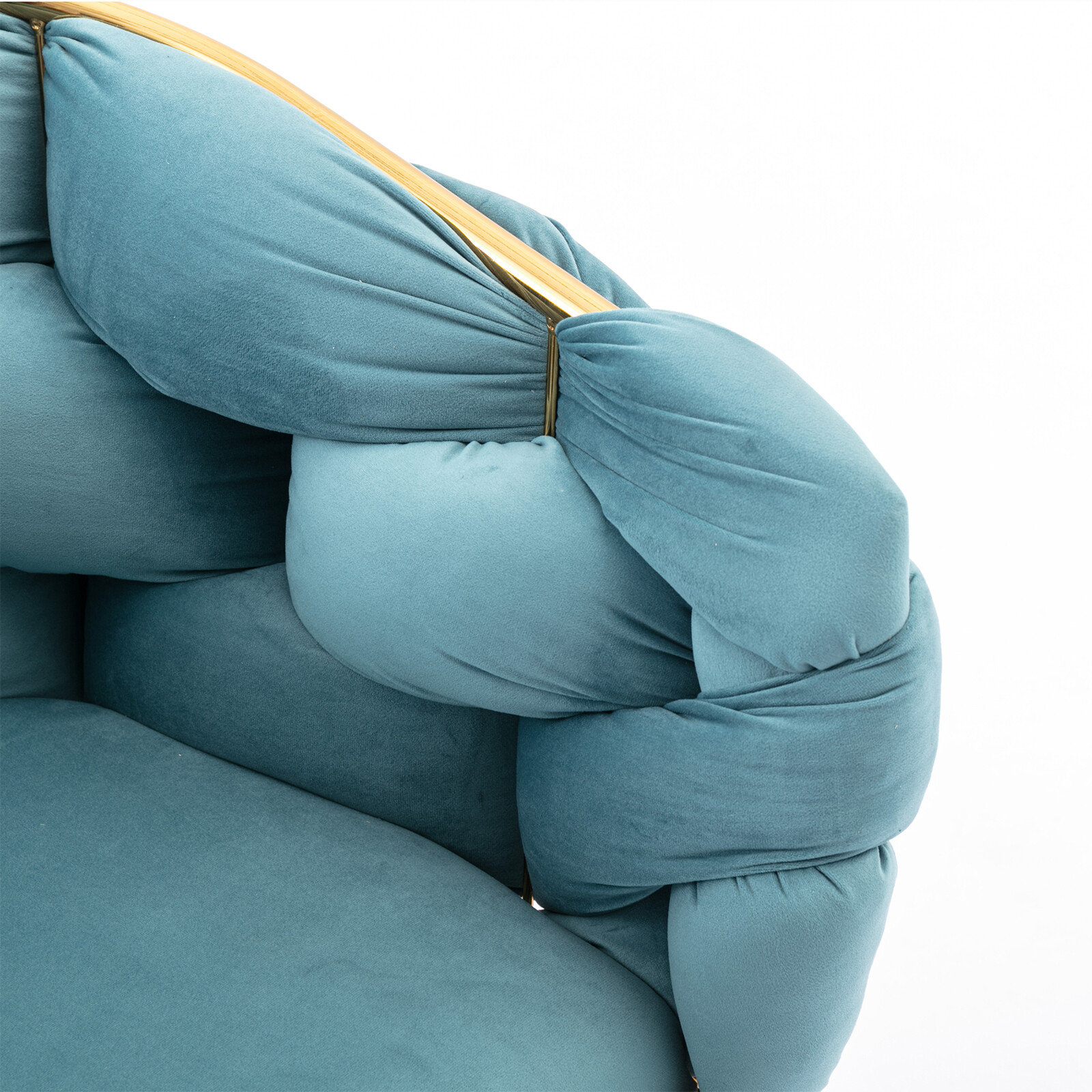 Modern Velvet Leisure Chair Single Sofa for Bedroom Dresser Stool Blue