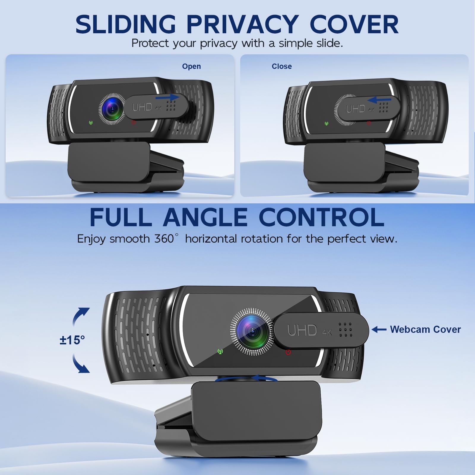 4K Webcam for PC & Mac, Tiny USB Streaming Camera with PDAF Autofocus, Dual O...