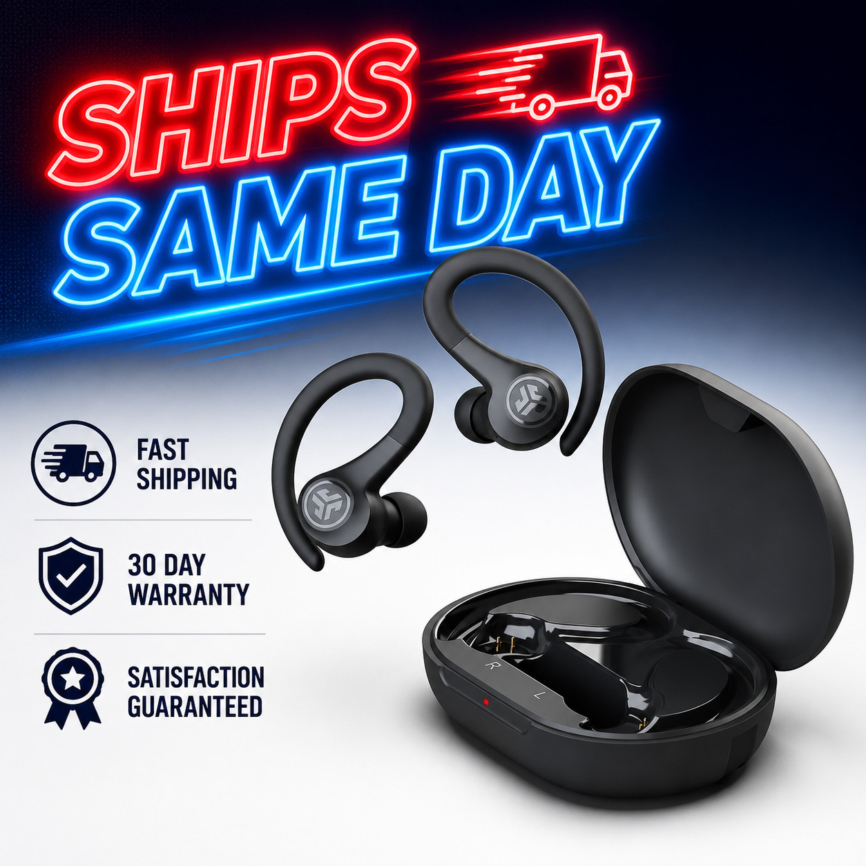 JLab Go Air Sport True Wireless Bluetooth Earbuds with Charging Case - Excellent