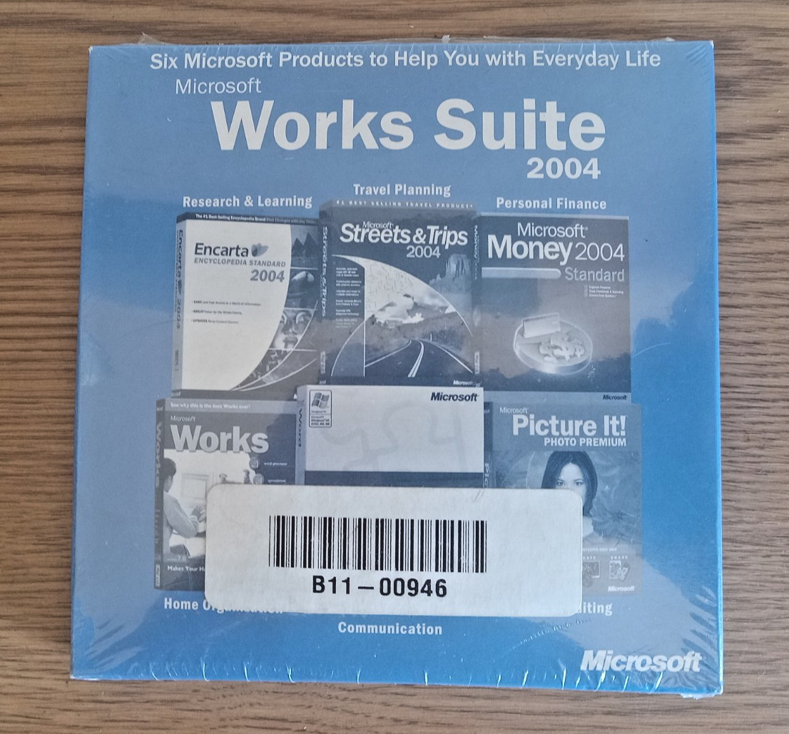 Microsoft Works Suite 2004 Software PC CD Software w/ Product Key and Code New