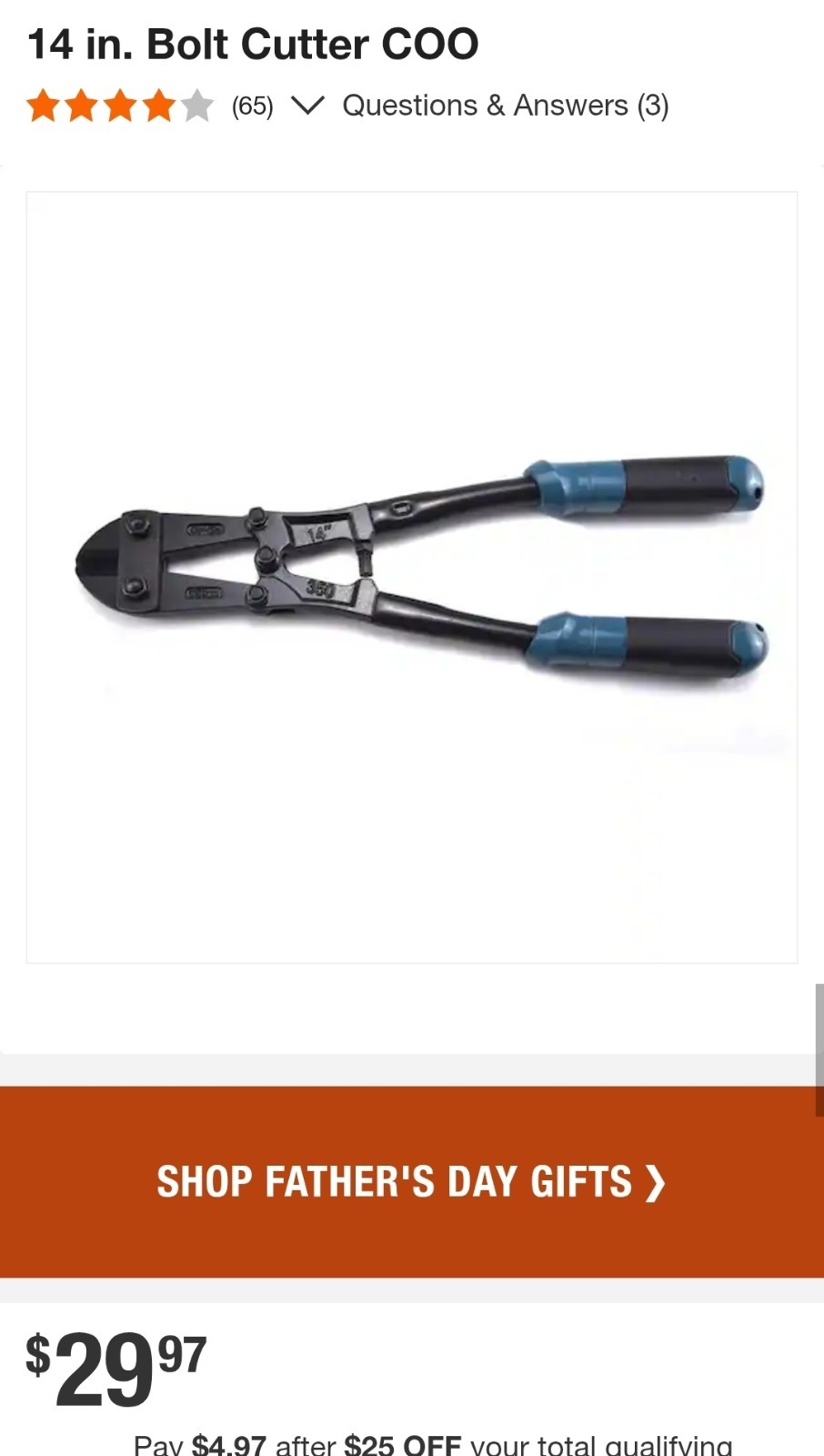 Anvil Bolt Cutters 14 Inch 745383 350mm Hardened & Tempered Steel Blade New