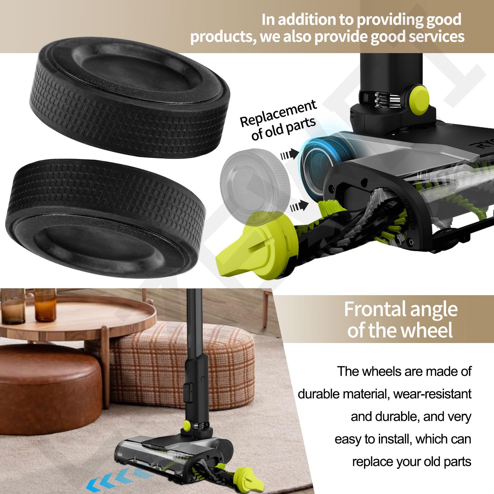 2 Pack Upgraded Replacement Wheel Compatible with Ryobi Cordless Stick Vacuum...