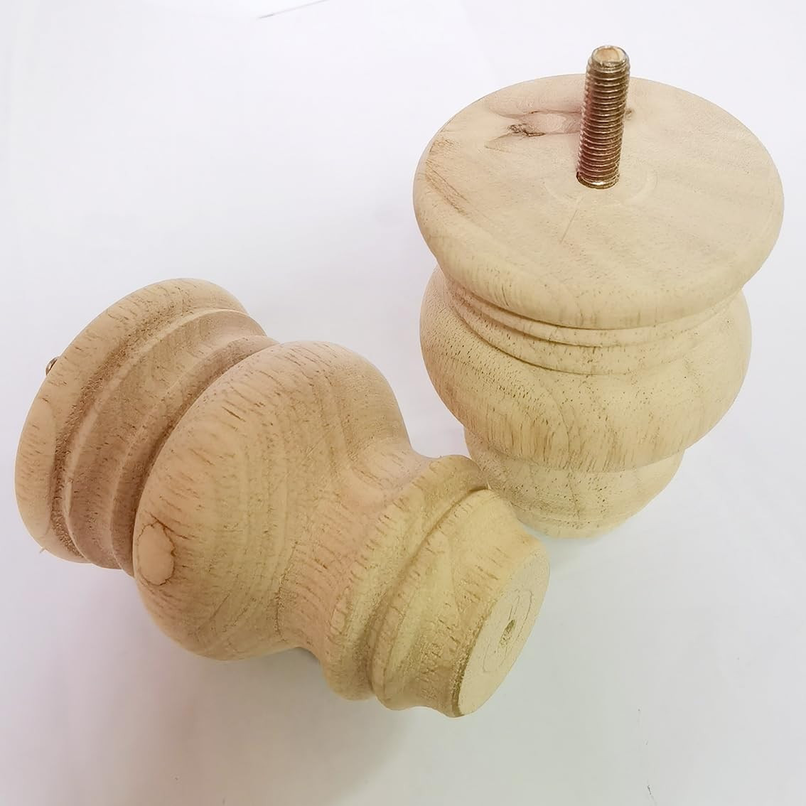 4 Inch Wooden Furniture Legs, Solid Wood Unpainted Furniture Legs, Ottoman/Lo...