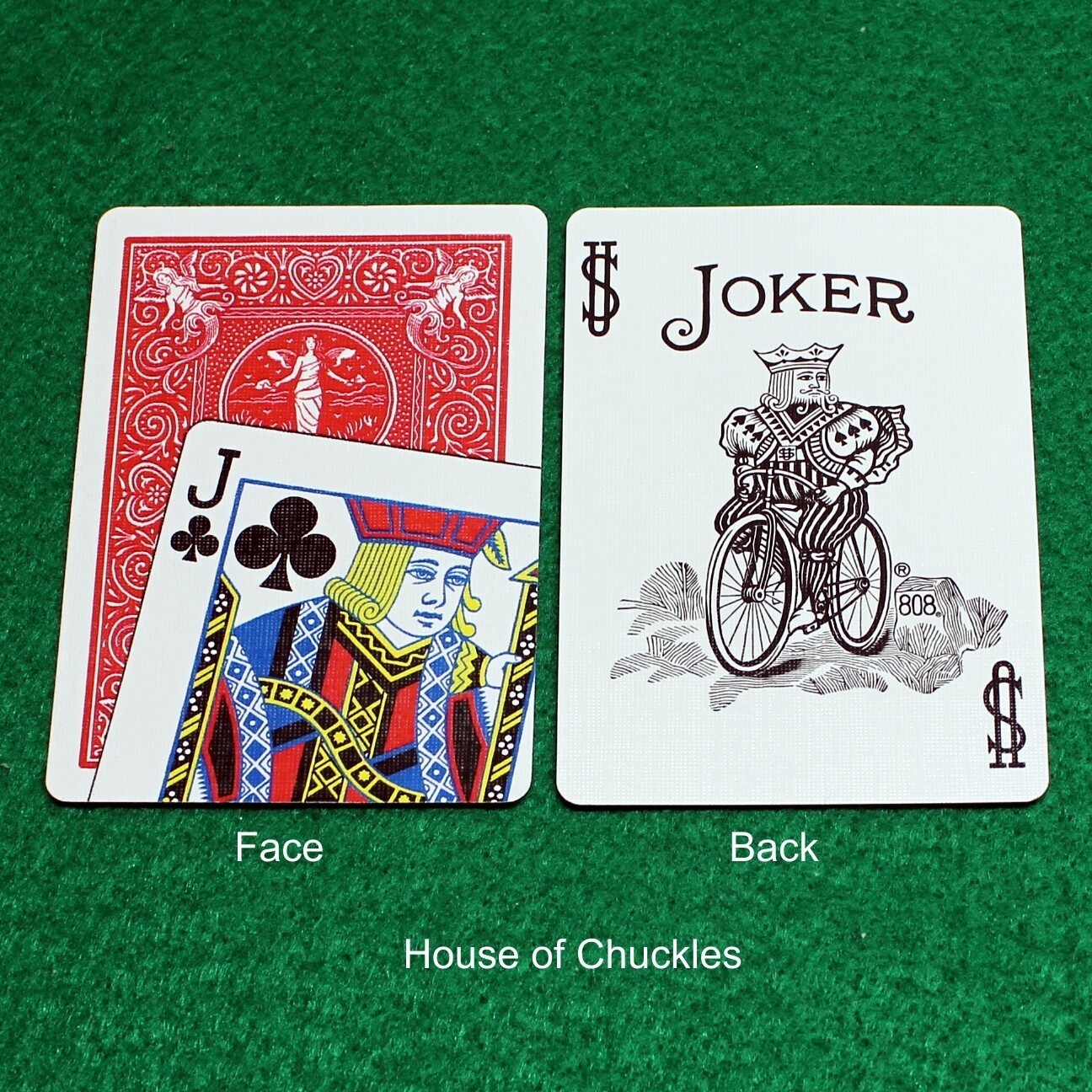 Jack of Clubs Overlap Red Back Maiden - BW Joker, Bicycle Printed Gaff Card