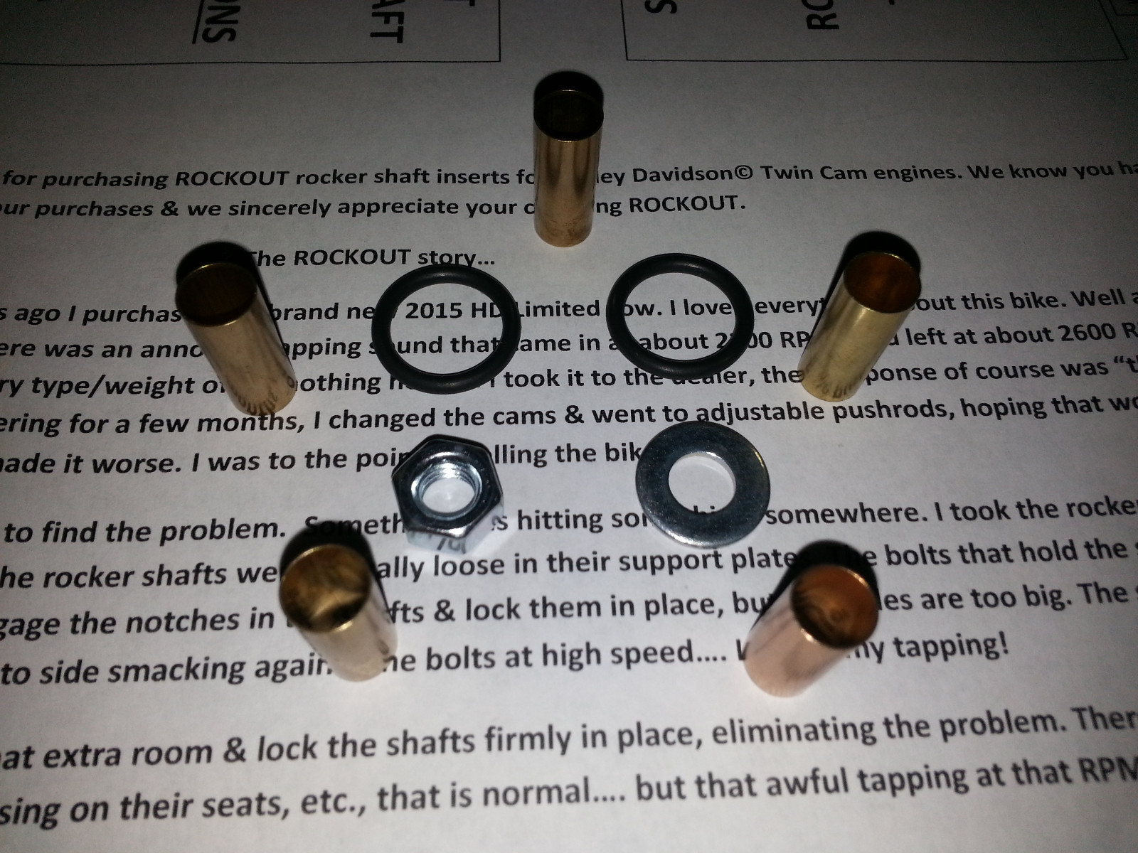 ROCKOUT Rocker Shaft Inserts  STOP THAT TOP END TAPPING!! All Harley V-Twins
