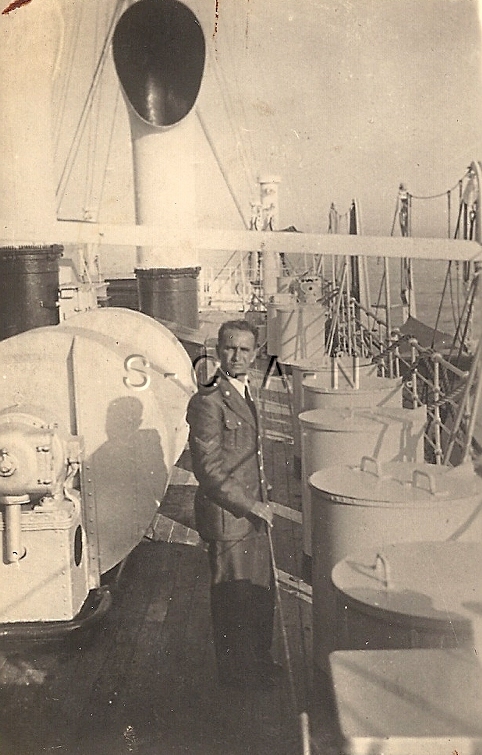 WWII Italian Navy Large Photo- Regia Marina- Uniform- Soldier- NCO on Ship