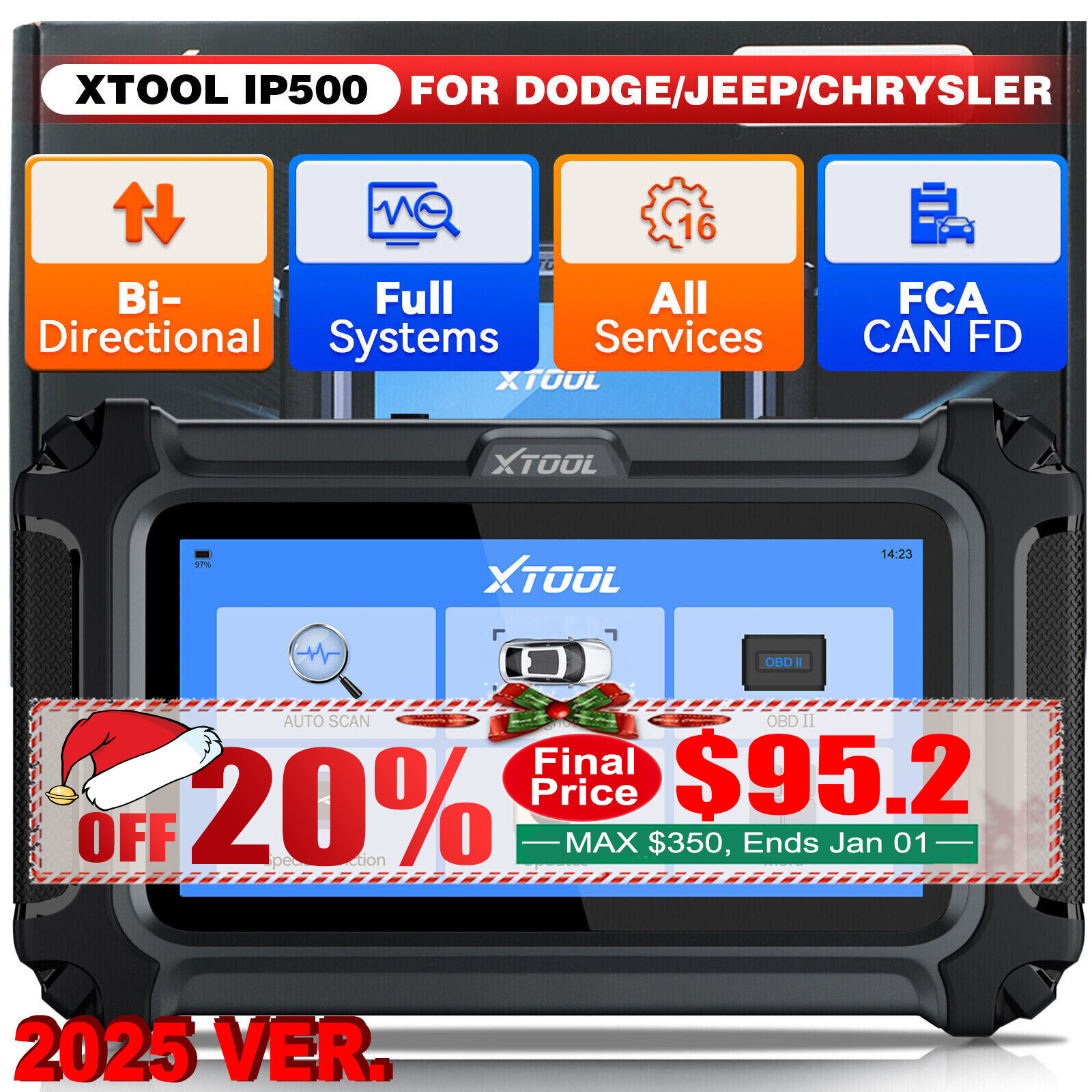 Bidirectional OBD2 Scanner Full System Diagnostic Tool For Dodge Chrysler Jeep
