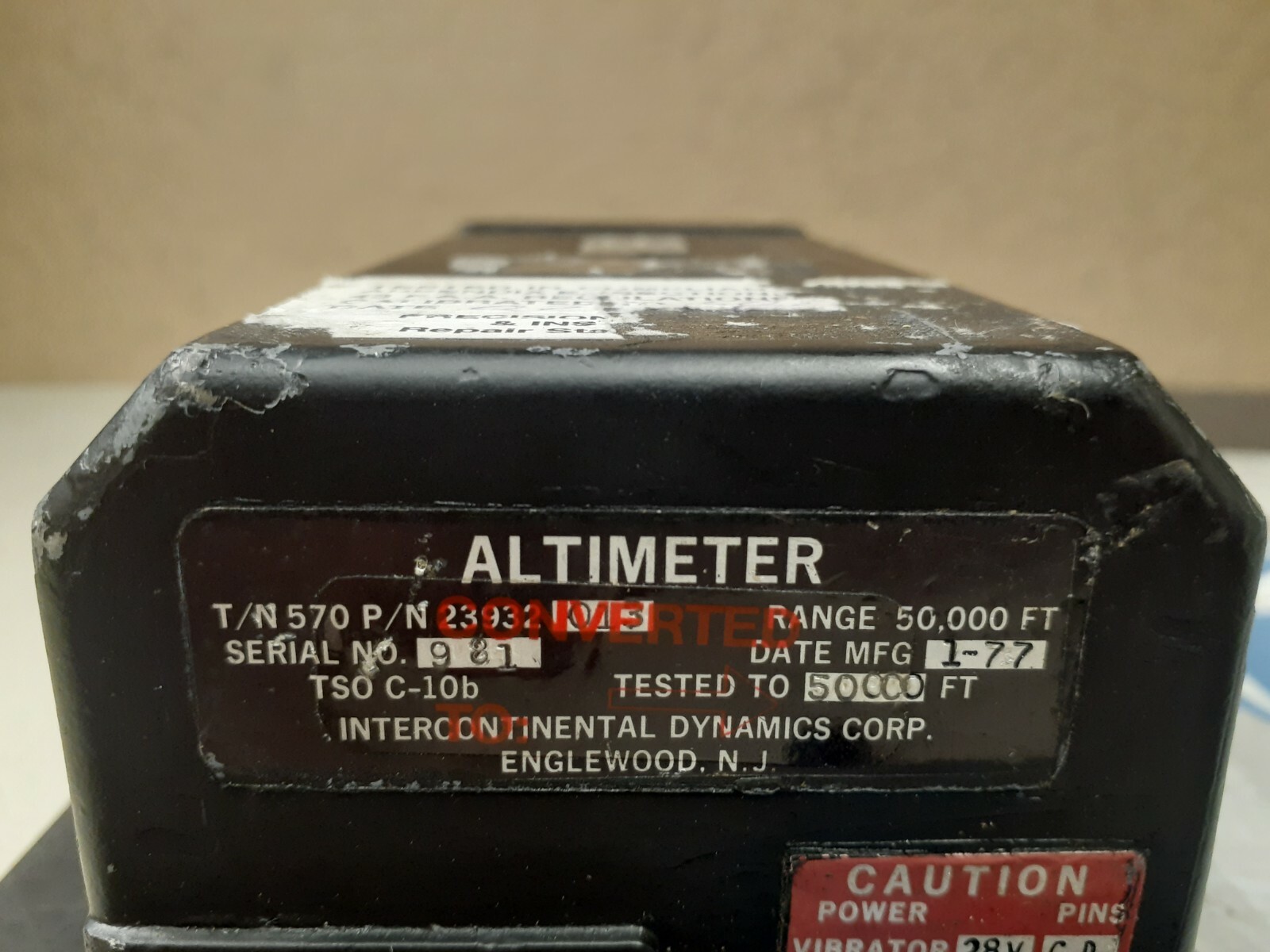 Altimeter 570-23932-106 Removed Working