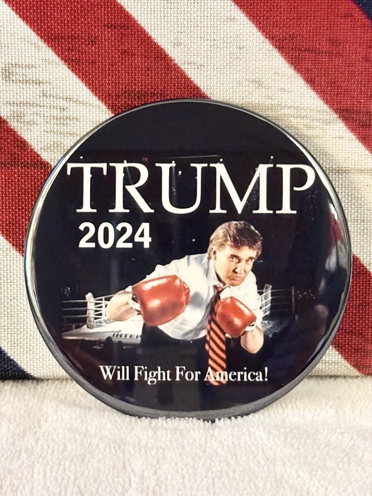 💥Donald Trump 2024 Political Campaign Metal Pin-Back Button - 3" Round👀