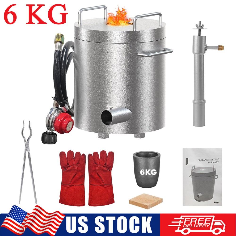 6KG Propane Melting Furnace Kiln Kit Smelt Scrap Metal Gold Silver Copper 2372°F