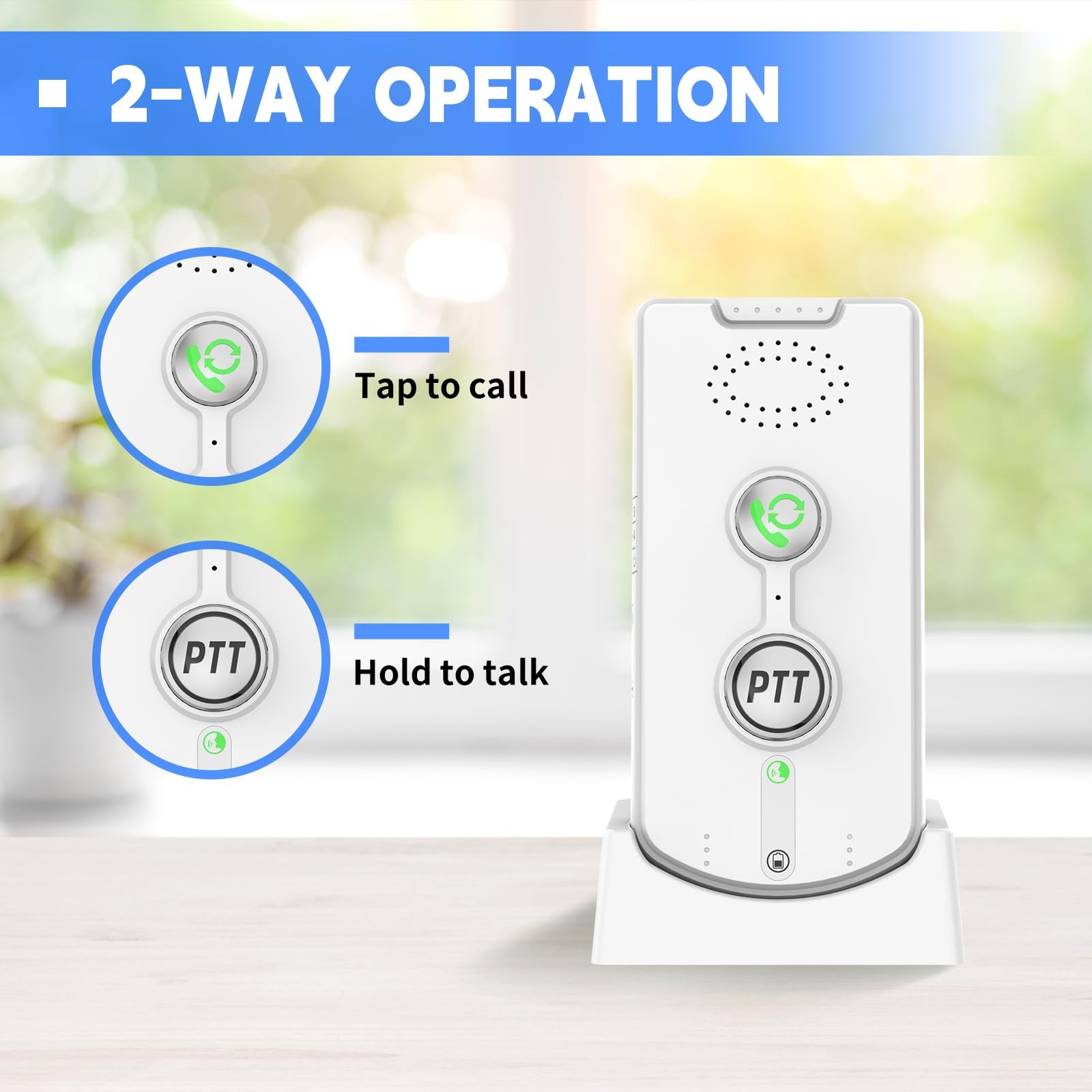 2 Way Intercom for Home,Wireless System Portable,Long white
