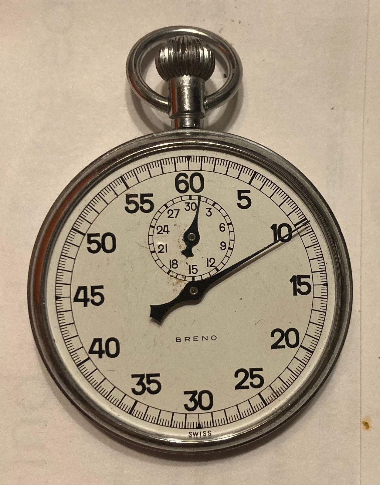 Vintage Swiss Made Breno Mechanical Wind Up Stopwatch - Missing glass dome