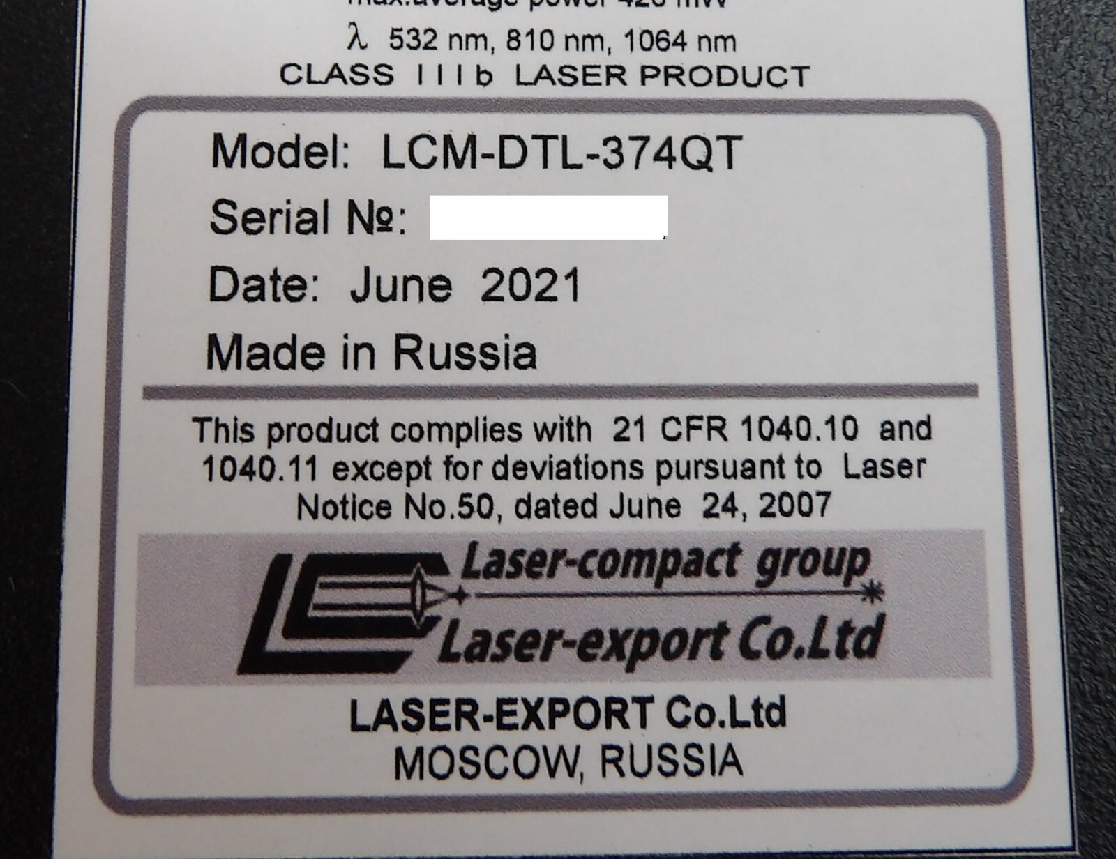 Laser-export LCM-DTL-374QT Spectrometer Laser Module Working Surplus