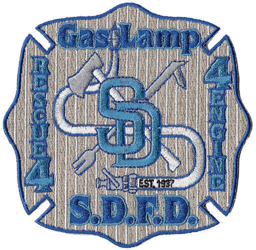 San Diego Fire Station 4 Gas Lamp  Brown-Blue Est. 1937 NEW Fire Patch ..