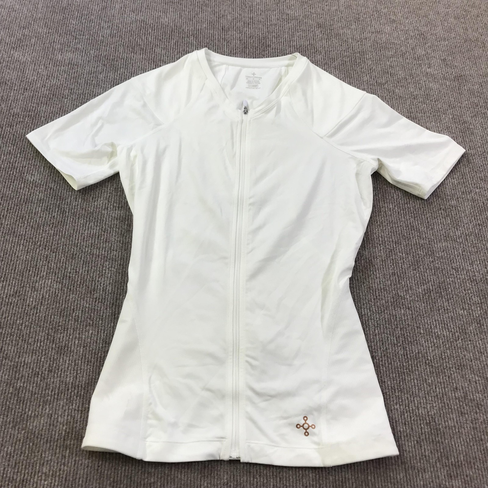 Tommie Copper Womens Medium White Compression Support Shirt Zip Top Lower Back