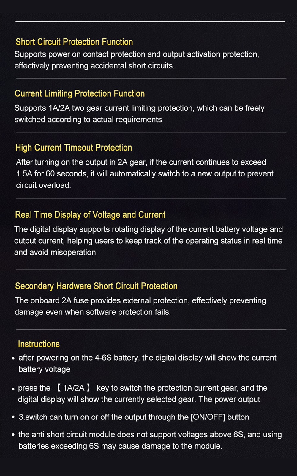 SpeedyBee Anti Short Circuit Module 4-6S Current Limiting For RC Flight Stack