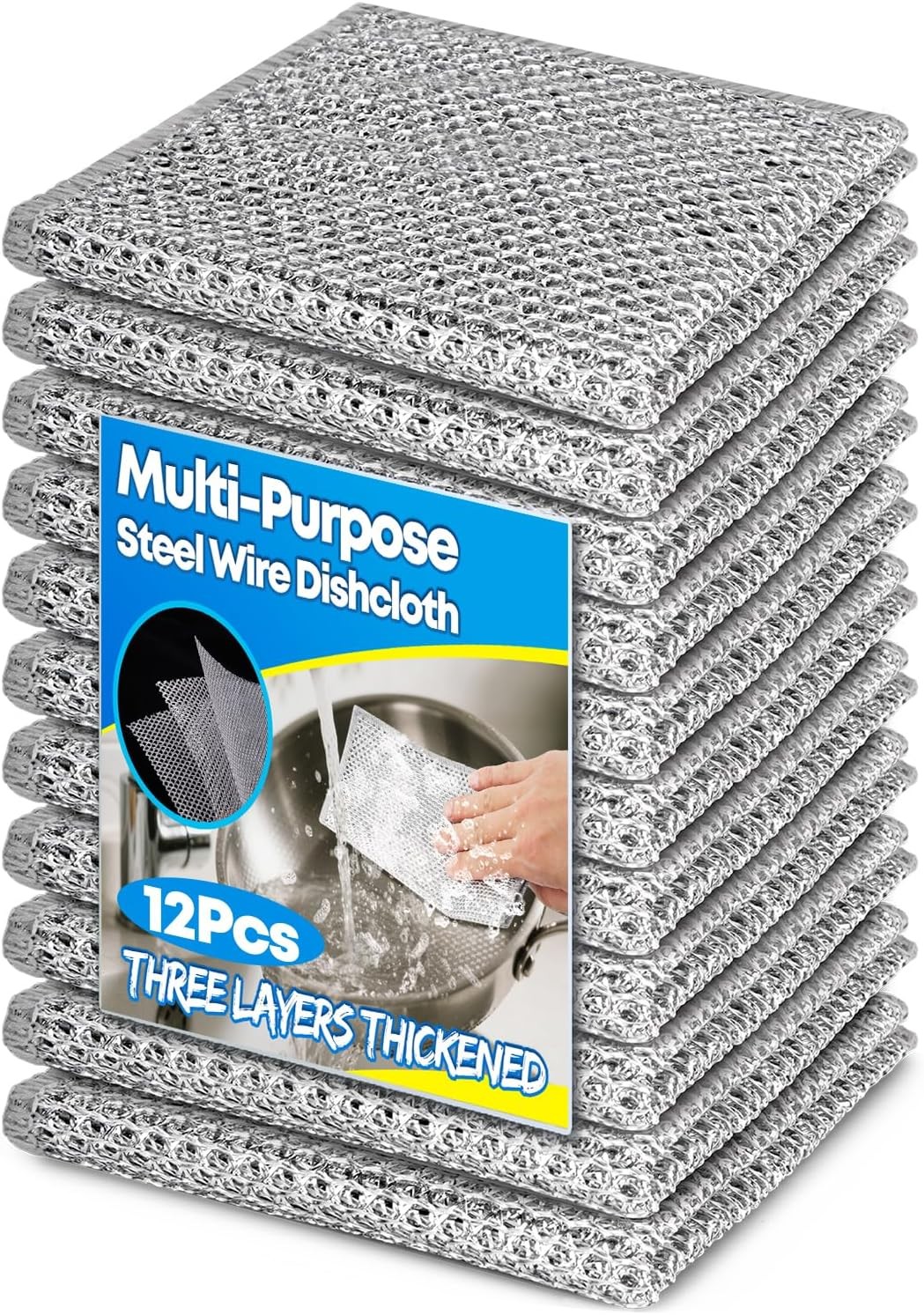 12 Pcs Multipurpose Wire Dishwashing Rag 7.87" x 7.87"Non Scratch Wire Dishcloth