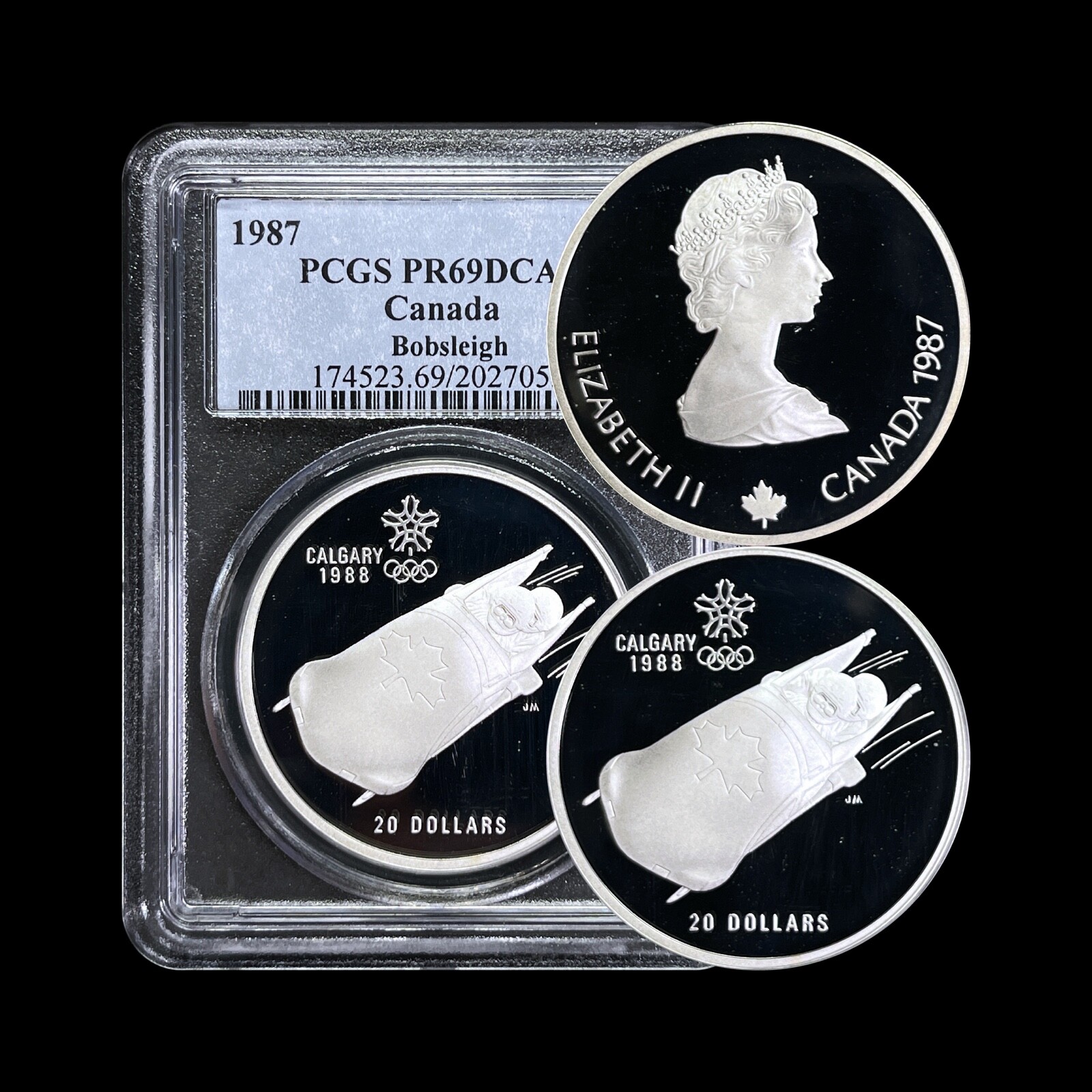 CANADA. 1987, 20 Dollars, Silver - PCGS PR69 - Top Pop 🥇 Olympics, Bobsleigh 35