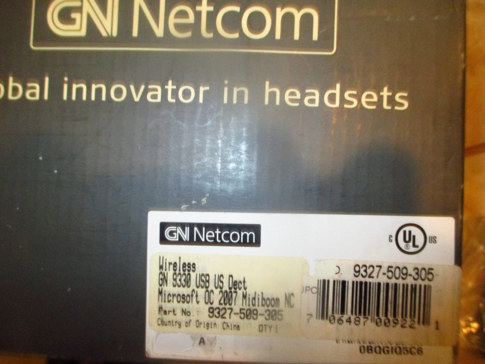 GN Netcom wireless headset 9327-509-305