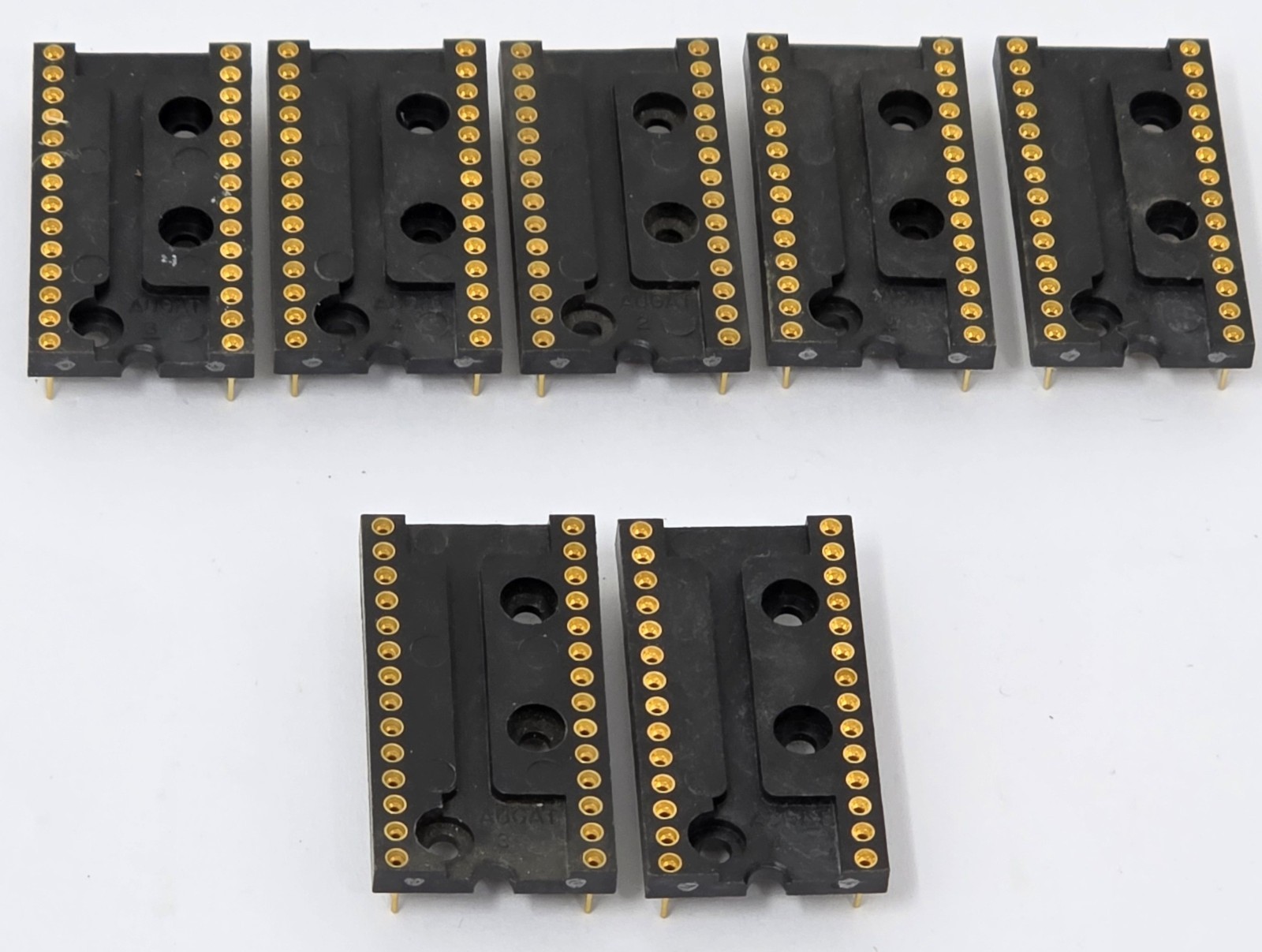 (Lot of 7) Augat High Quality Machined Gold Plated Pin IC 28 Pin Sockets