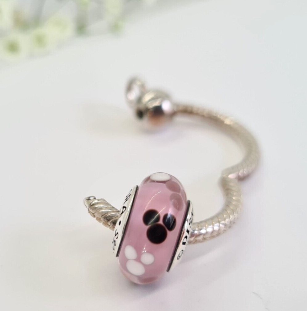 Authentic Pandora Disney Mickey Mouse Icon Pink Murano Glass Parks Exclusive