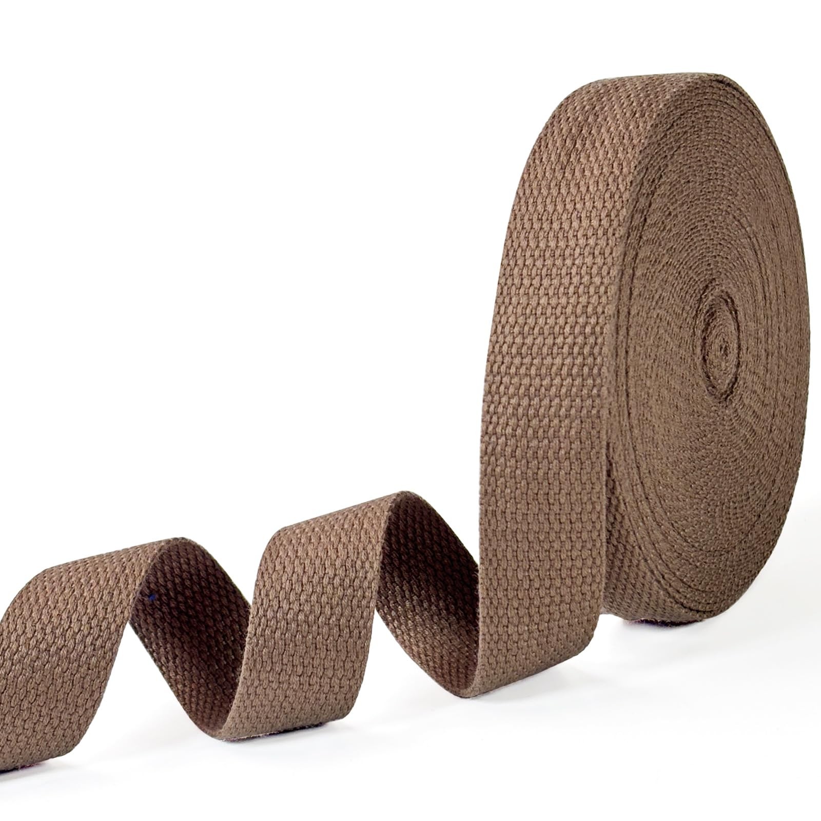 1 Inch x 10Yards Brown Cotton Webbing for Bag Handles & Crafts - Soft, Durabl...