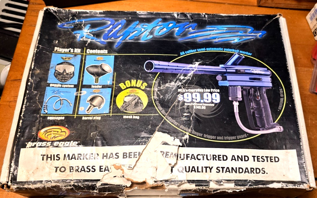 Brass Eagle Raptor .68 Cal Paintball Marker Kir (Sold for Parts or Refurbishing)