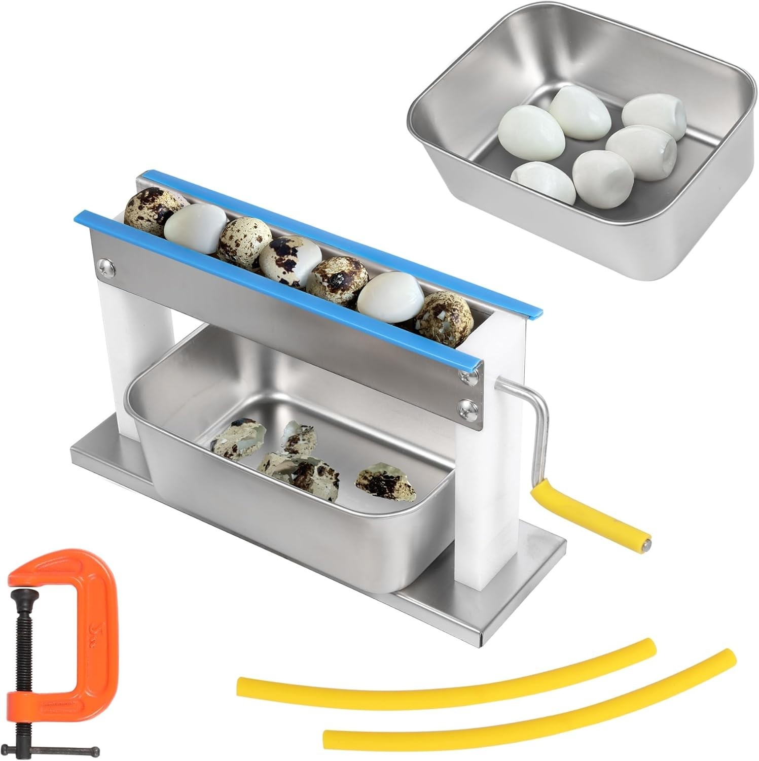 Manual Quail Egg Peeler Machine Kit - 304 Stainless Steel Sheller with 2 Collect
