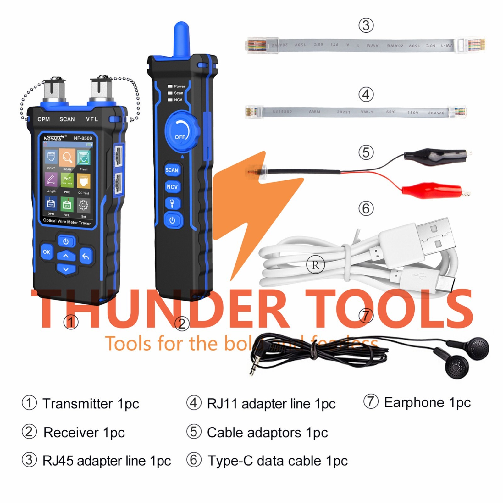 Thunder Tools NOYAFA Optical Wire Meter Tracer LCD Digital Network Cable