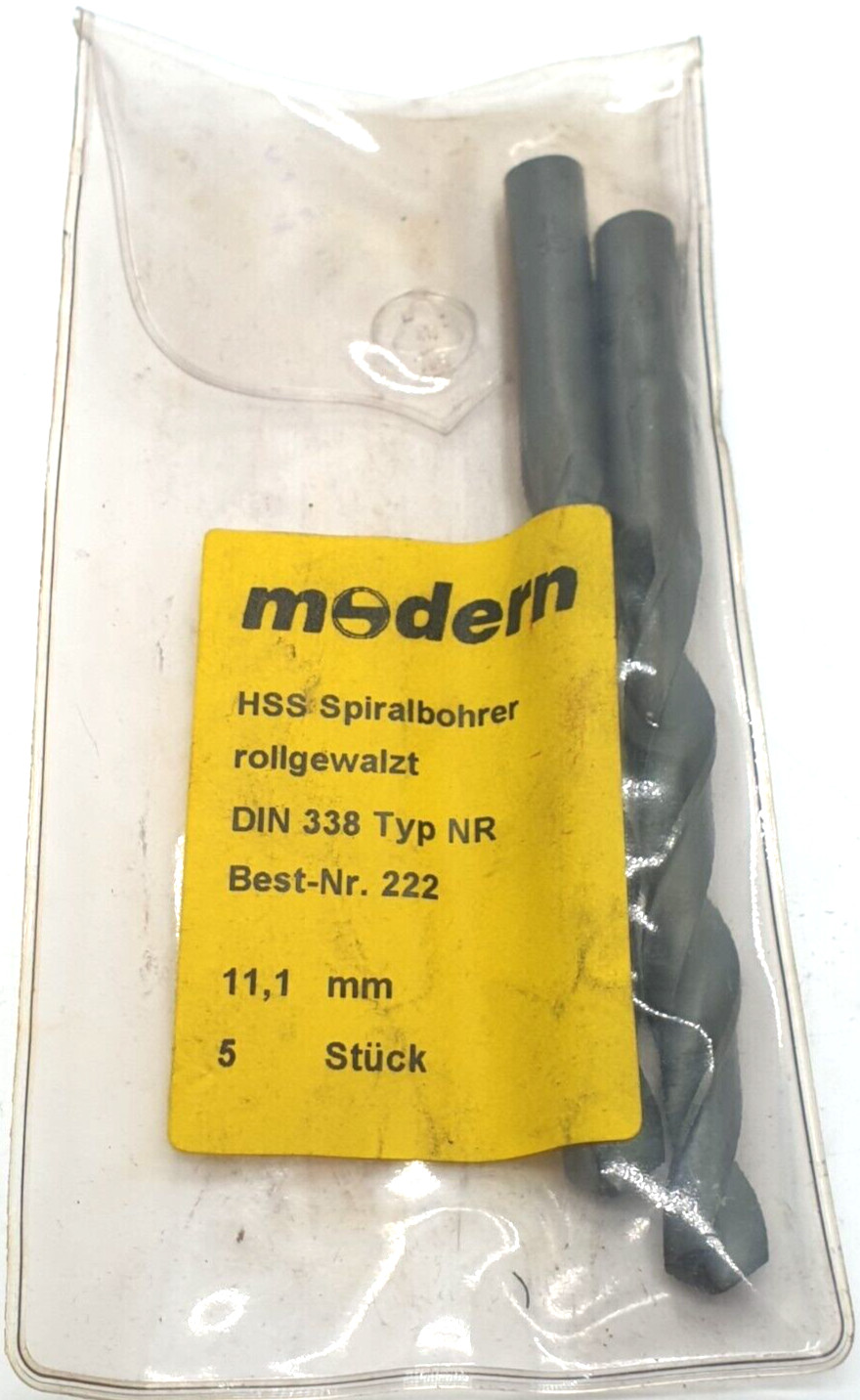 2 x modern HSS twist drill type NR DIN 338 No. 222 twist drill 11.1 mm new or...