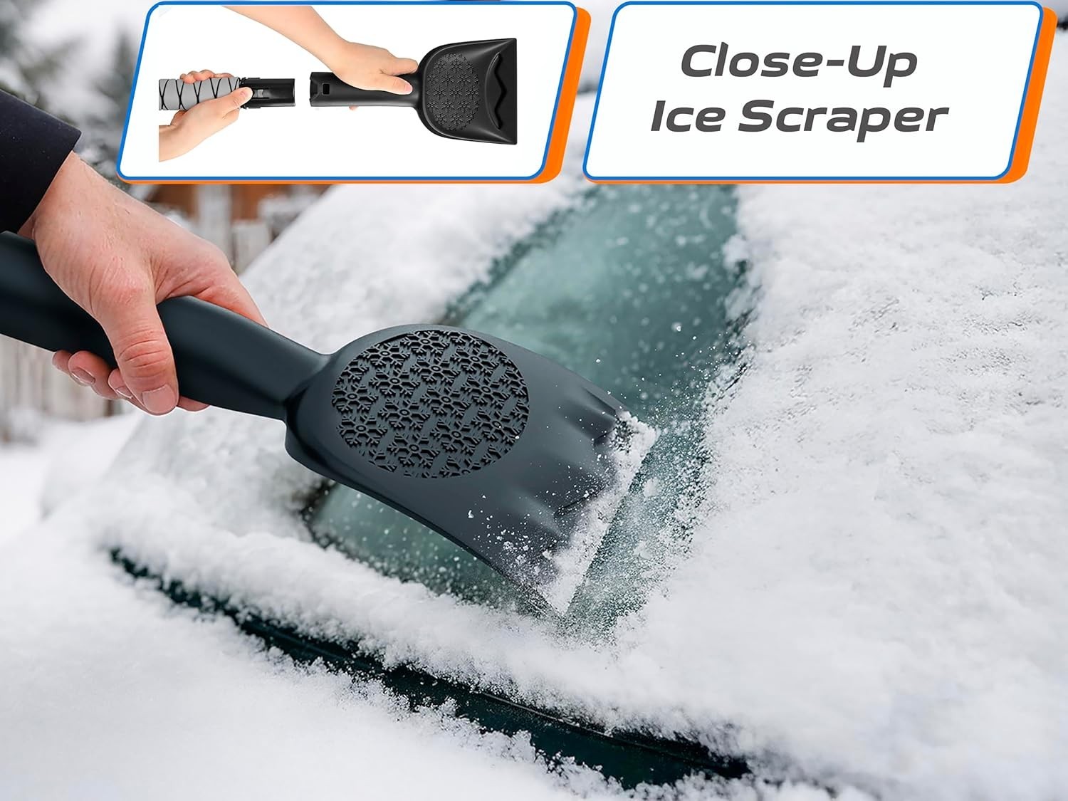 Compact 42.4" Snow Brush & Ice Scraper with Detachable Handle - Cars & SUVs