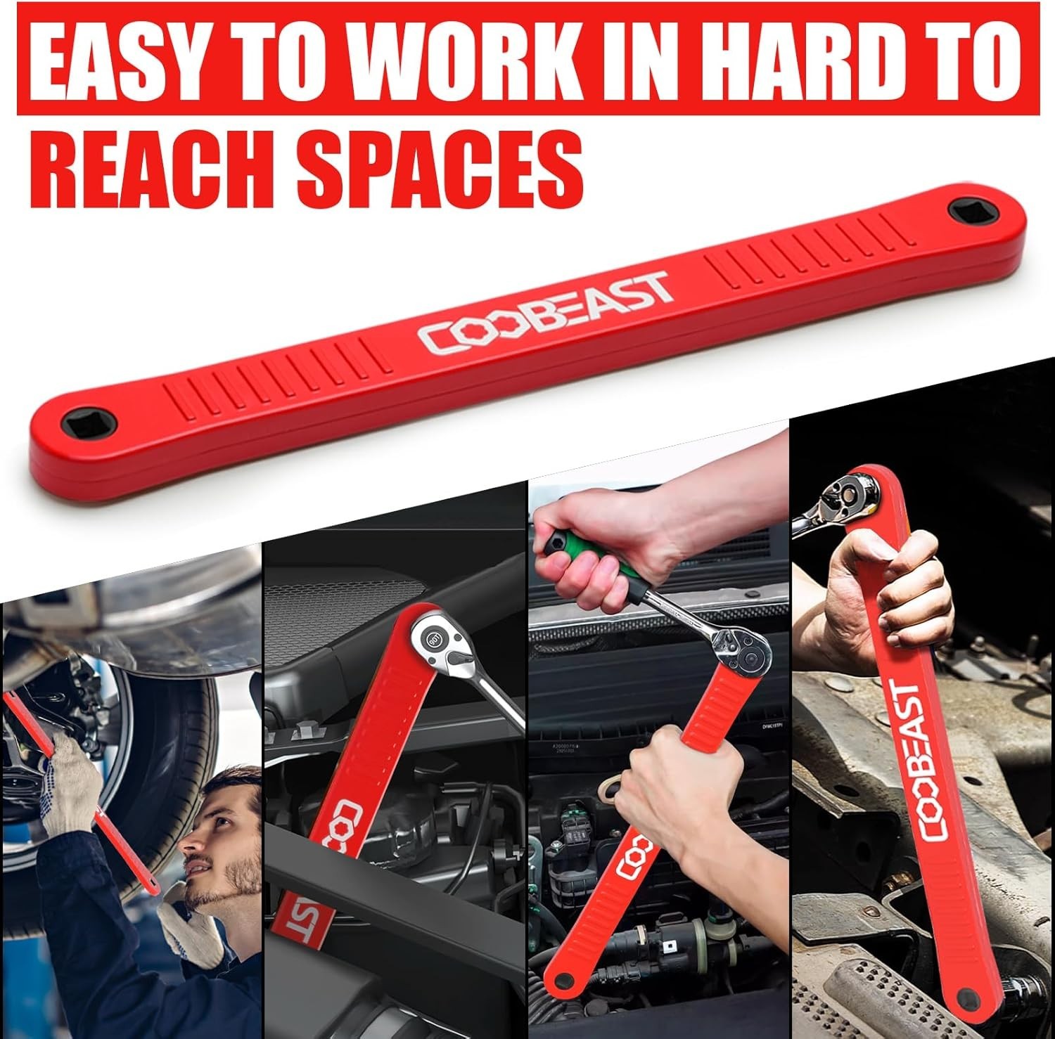 Multi-Functional Red Offset Wrench - Perfect for Automotive Repairs and Assembly