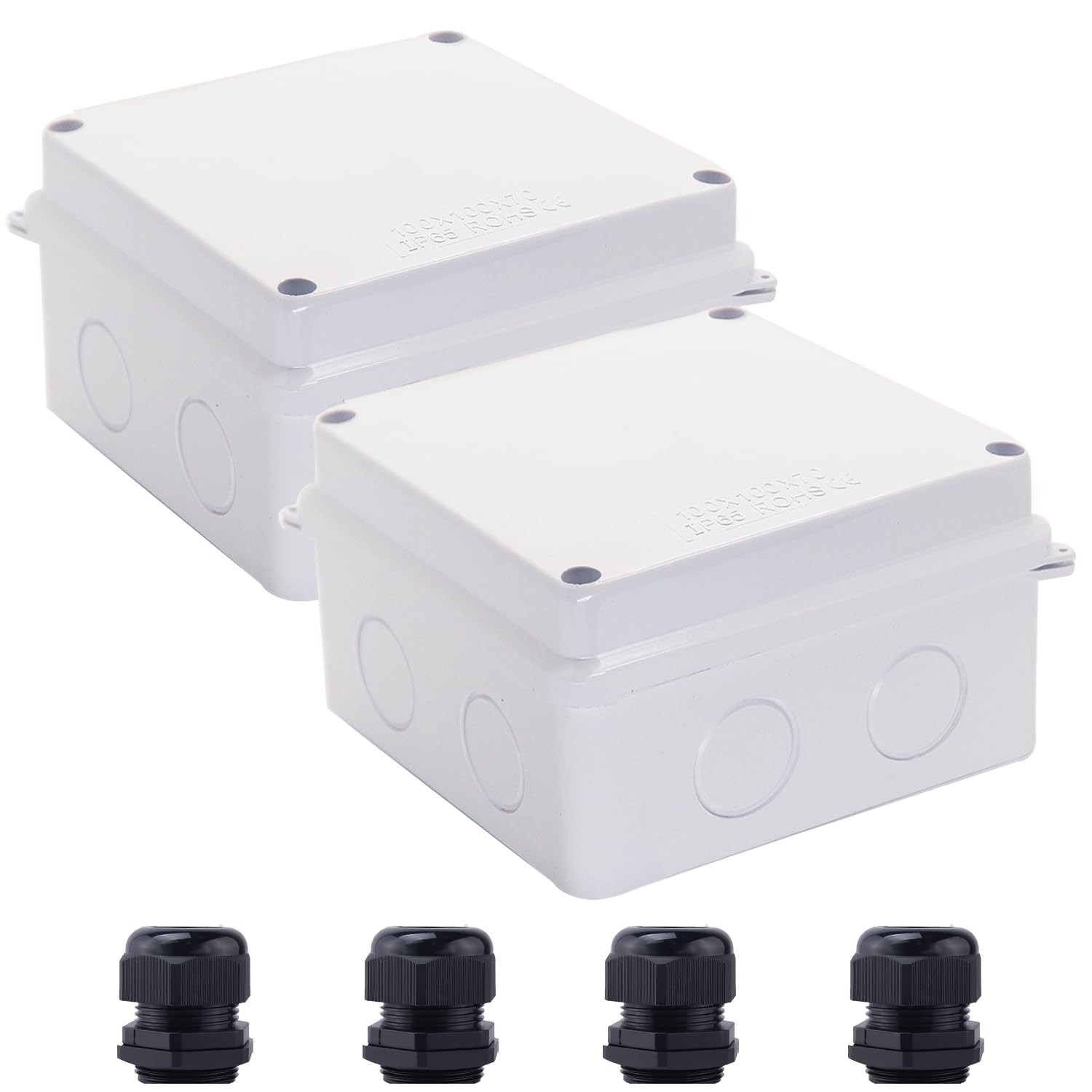 2 PCS Junction Box Reserved Holes Electrical Waterproof IP65 ABS Plastic 3.9"