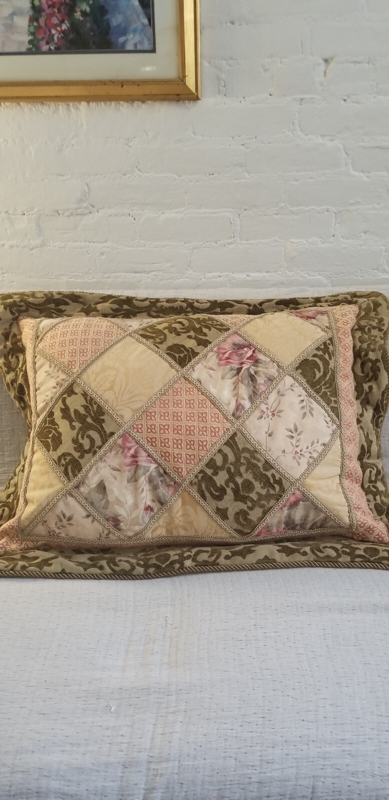 Timeless Luxury Croscill Embroidiered Floral Pillow Padded Shams 32×26 Set of 2