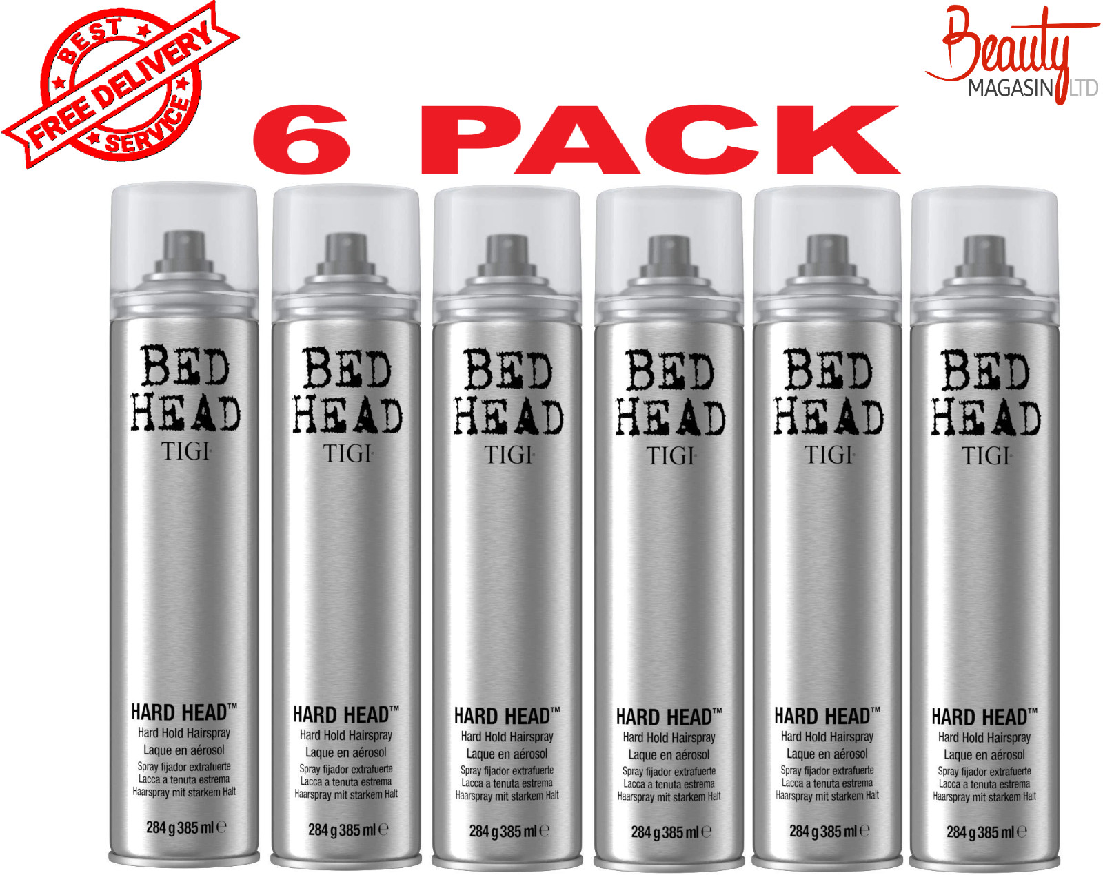 6 X TIGI Bed Head Hard Head Hairspray 385ml Strong Hold Hair Spray SHIP FROM US