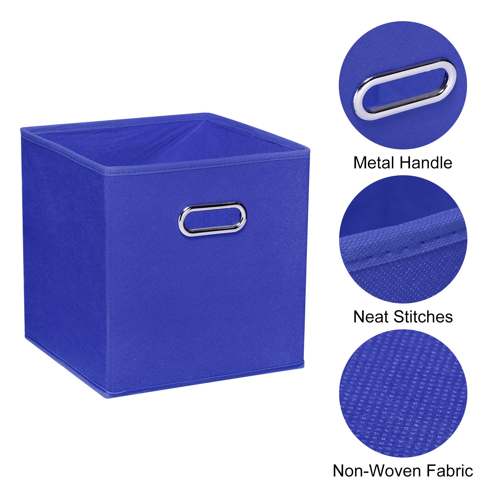 4Pcs 11"x11"x11" Foldable Storage Cube Bins Storage Organizer Bins Dark Blue