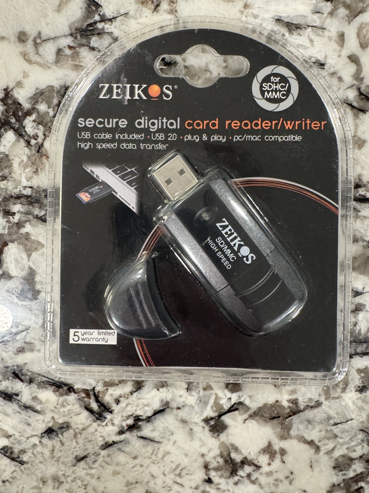 Zeikos SD SDHC MMC USB Card Reader Writer High Speed Plug Play New