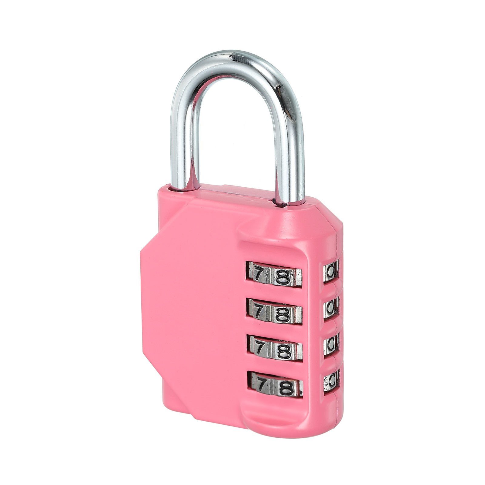 3" Long 4 Digit Combination Padlock, Zinc Alloy Resettable Lock, Pink