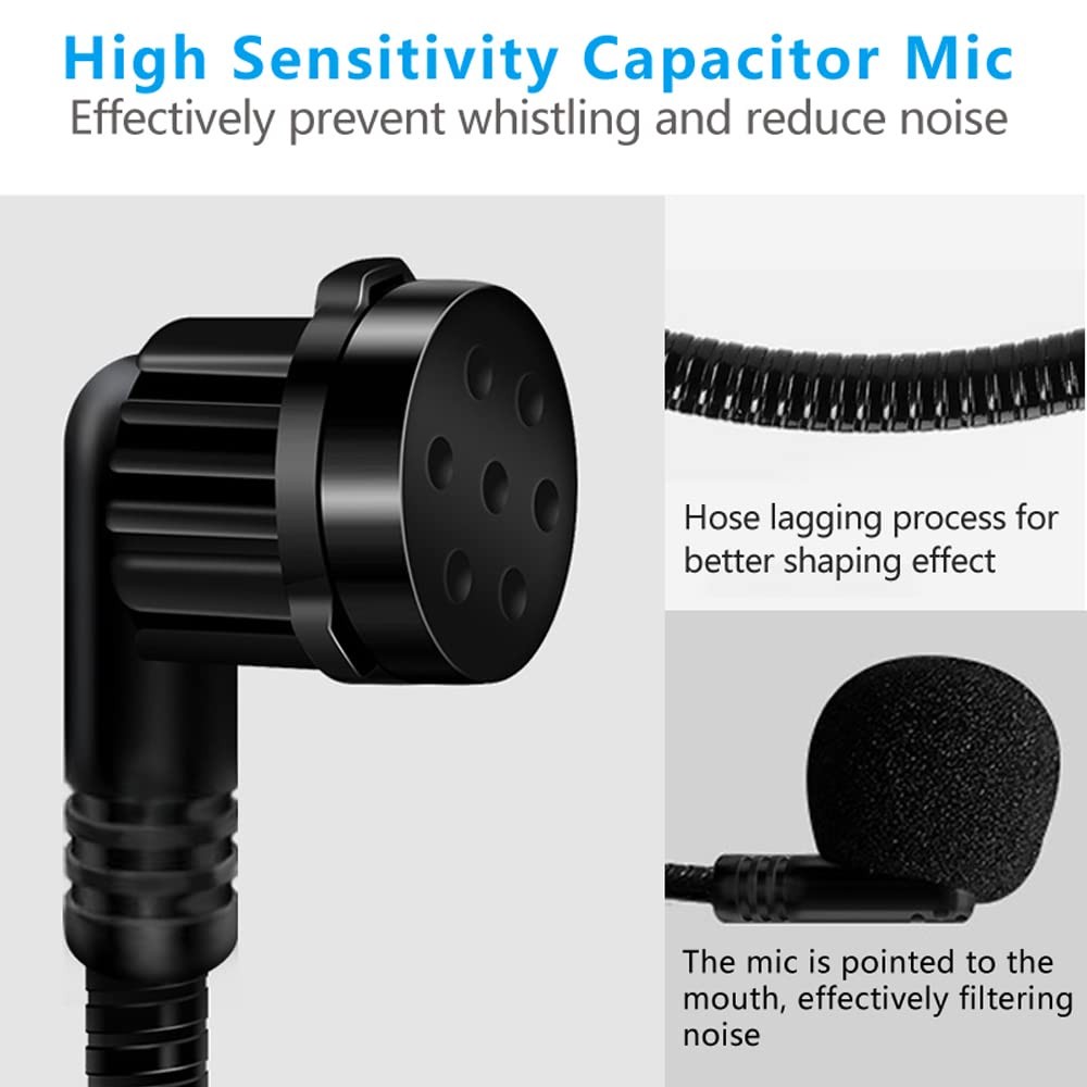VOVIGGOL 2Pcs Microphone Headset Mic, Flexible Wired Boom Φ9.7×5.2mm, Black