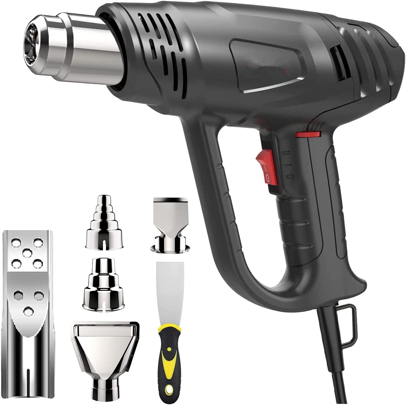 Heat Gun, 1800W Heavy Duty Hot Air Gun Kit 122℉~1202℉ Dual Temperature Settings