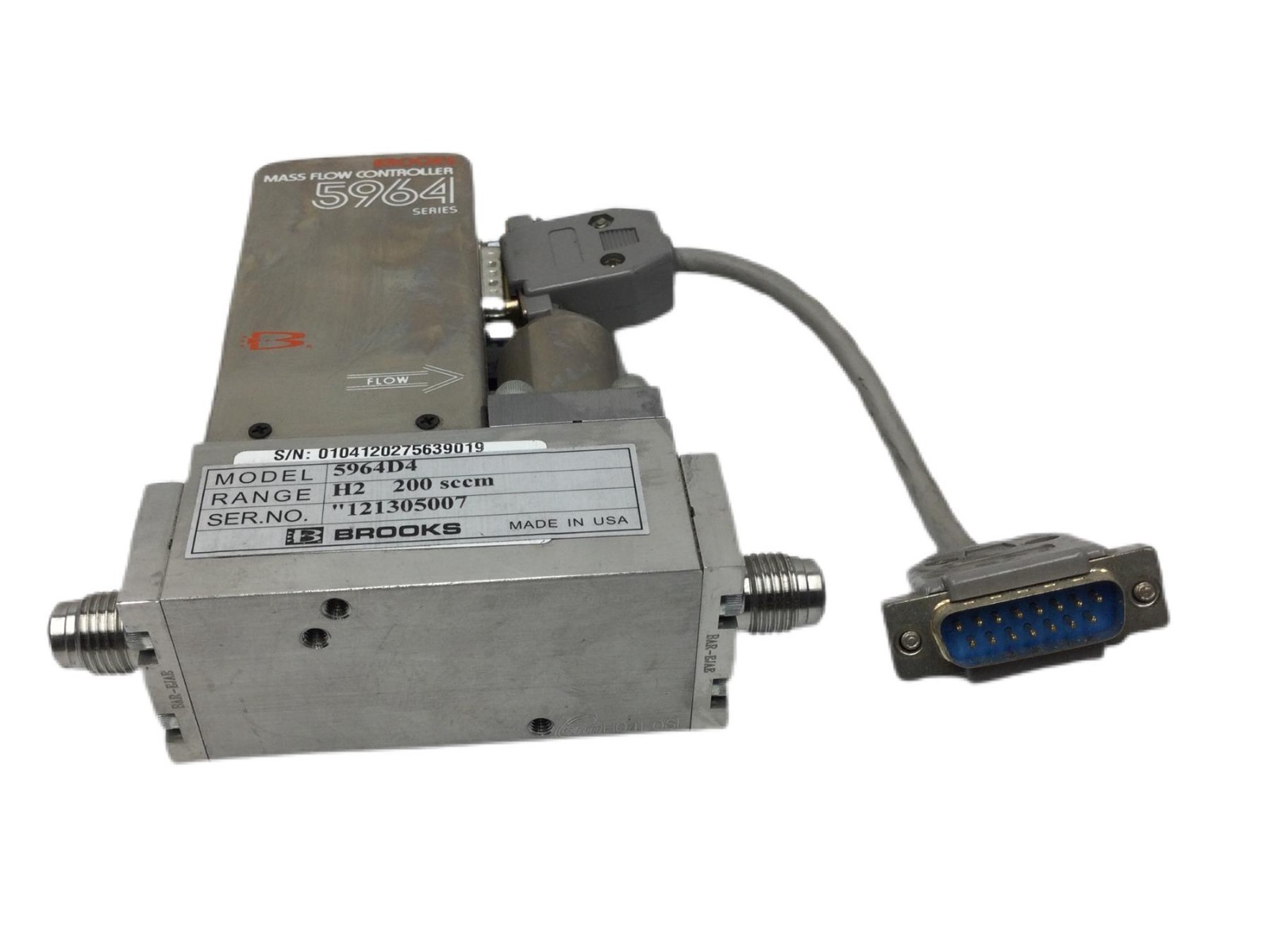 Brooks Instrument MFC Mass Flow Controller H2 200 SCCM RS485 1500psig